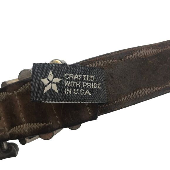 Brighton Leather Western Belt Size Small Brown and Silver - Picture 8 of 9